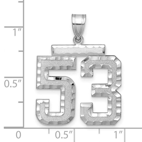 14k White Gold, Varsity Collection, Large D/C Pendant, Number 53 - Picture 2 of 3